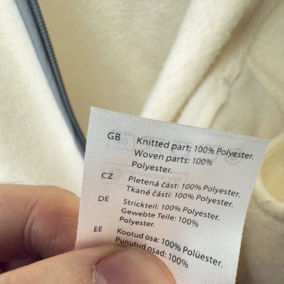 COS Relaxed Fleece Zip Ivory w/ Grey Trim & Chest Pocket Jacket Size L - Picture 8 of 10